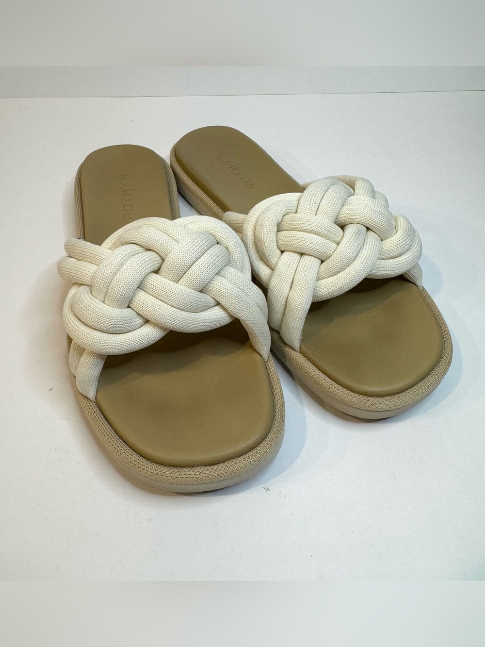 Rothy's The Summer Sandal in cream white sand 8.5